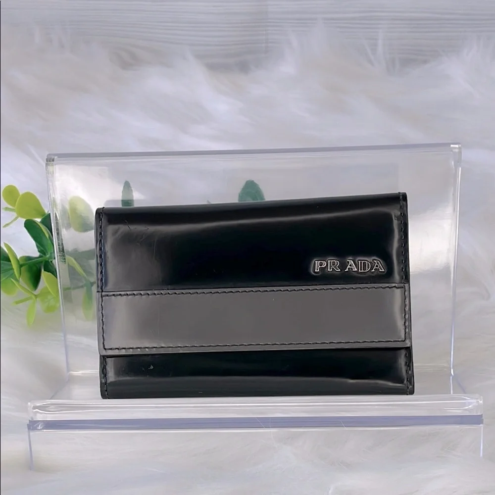 Prada Black and Gray Key Holder